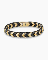 Chevron Woven Bracelet in 18K Yellow Gold with Black Titanium and Black Nylon, 9mm